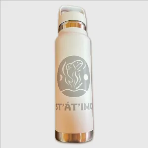 White water bottle with St'at'imc logo, display image.